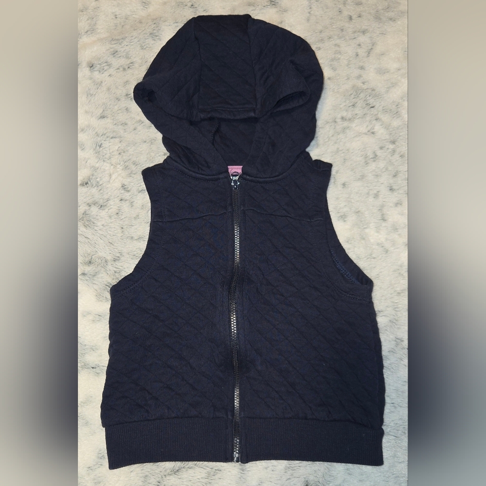 3T NWOT Quilted Navy Blue Hooded Zip Up Vest
